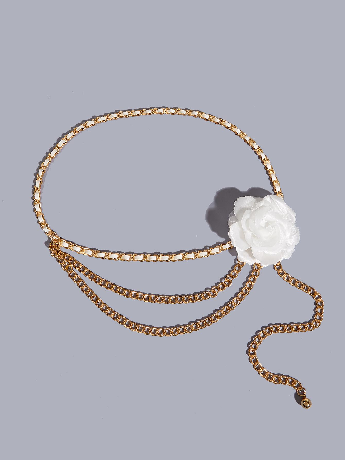 

Металлический цветок с юбочным костюмом Сяосянфэн Пояс-цепочка Веревка Пряные девичьи цепи Аксессуары