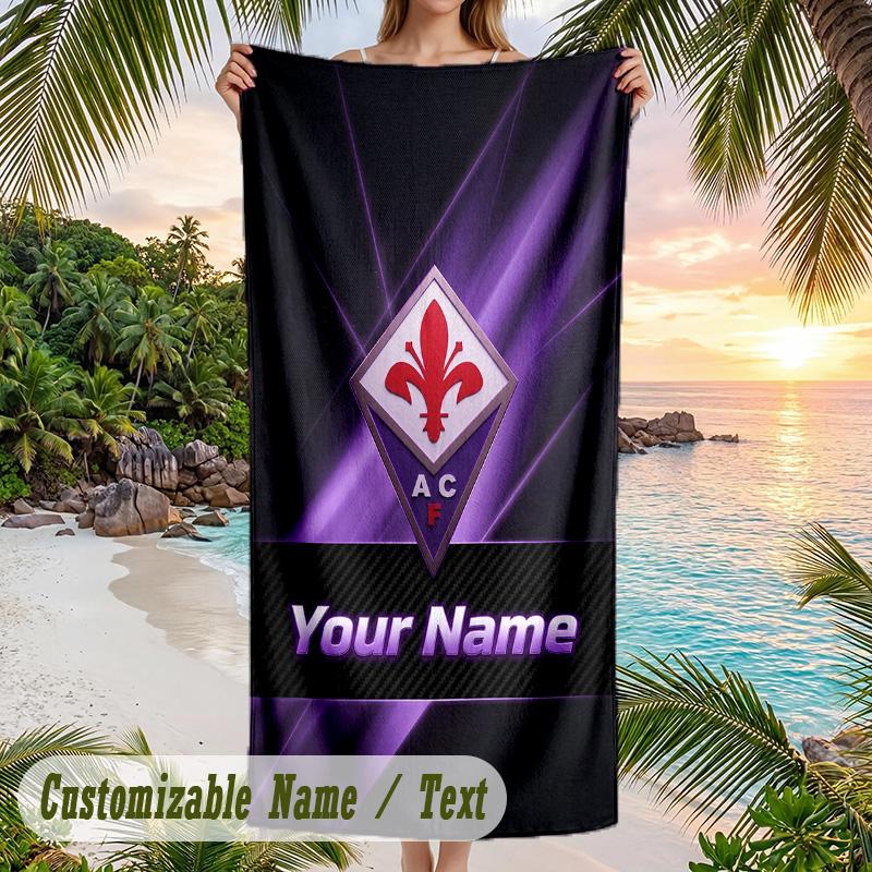 Beach Towel Fiorentina FC Print Custom Name Text Soft Towel for Swimming Pool