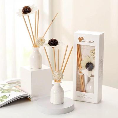 Jasmine Scented Flameless Aromatherapy Diffuser with Dried Flowers & Rattan Sticks