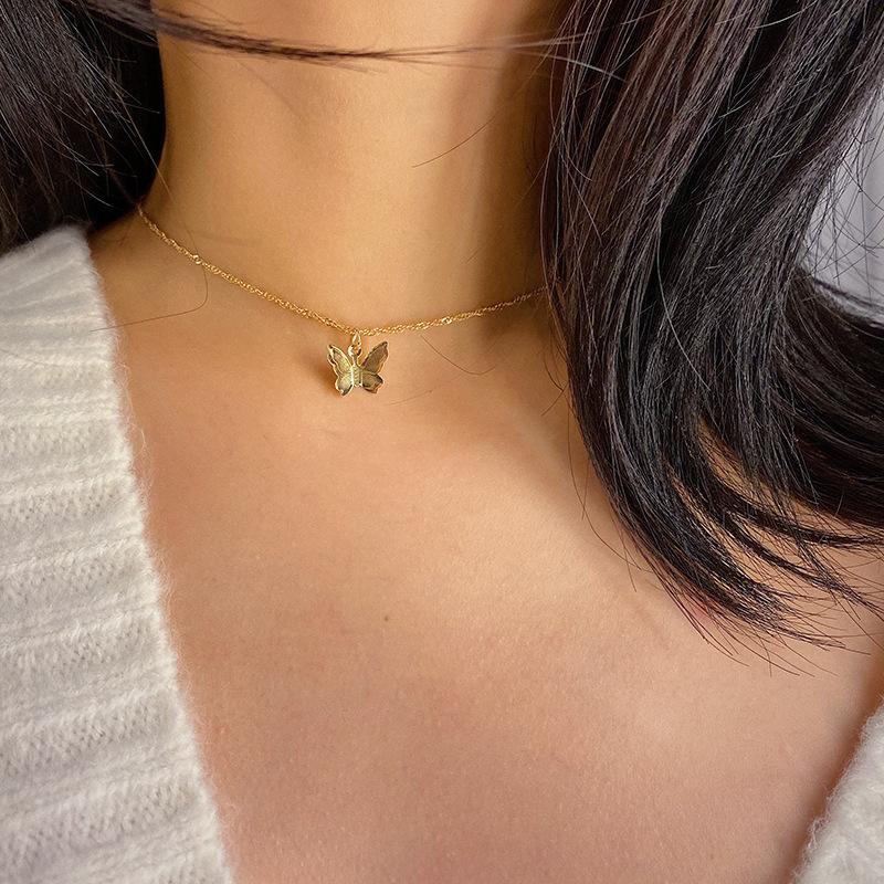Zircon Butterfly Pendant Choker Light Luxury Aesthetic Niche Clavicle Silver-plated Necklace Jewelry For Women Gifts
