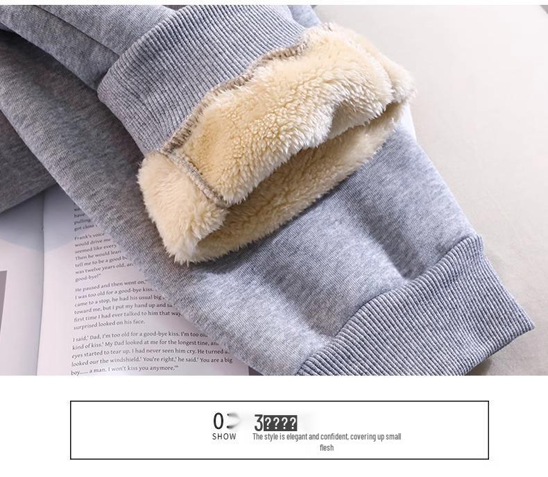 Pantaloni de trening pentru femei din lână de miel căptușiți cu fleece - Groși, călduroși, joggers cu manșete pentru toamna/iarna 2024