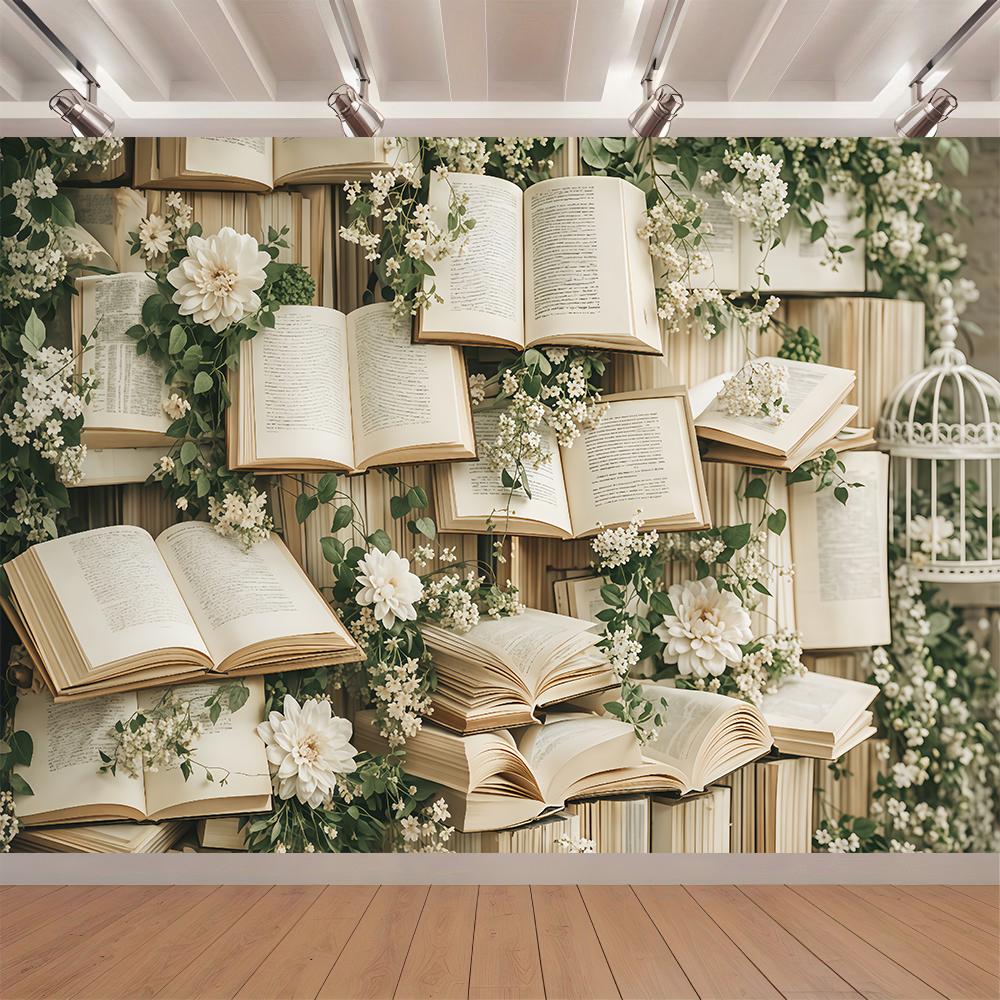 1pc Floral Book Backdrop Banner Suitable for Holiday Celebrations Garden Decoration Anniversaries Theme Parties