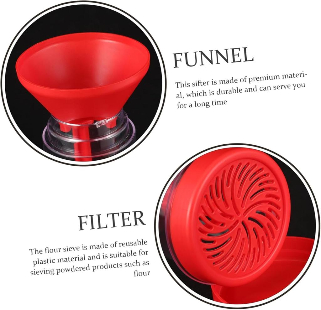Rotary Plastic Flour Sifter Handheld Semi-Automatic Flour Mixer Home Baking Tools Rotary Flour Sifter with Lid Kitchen Gadgets