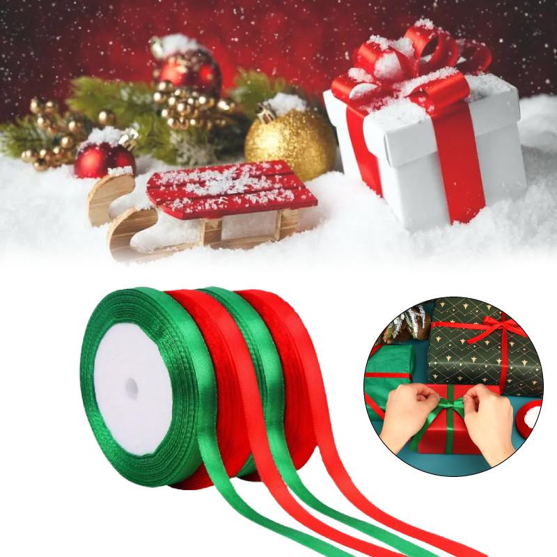 Christmas Ribbon 4pcs Red Green Wrap Bandage Diy Bow Wedding Card Gift Decor Box