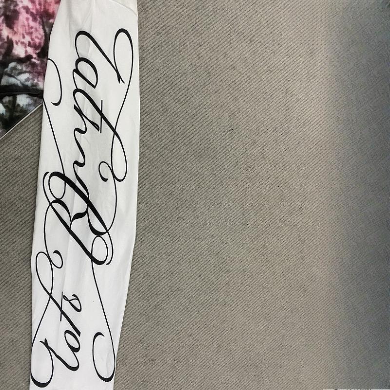 European and American y2k floral letter printed street casual style loose round neck top