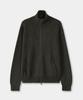 Excontainer Minimal High-Neck Knit Zip-Up (Khaki Green)