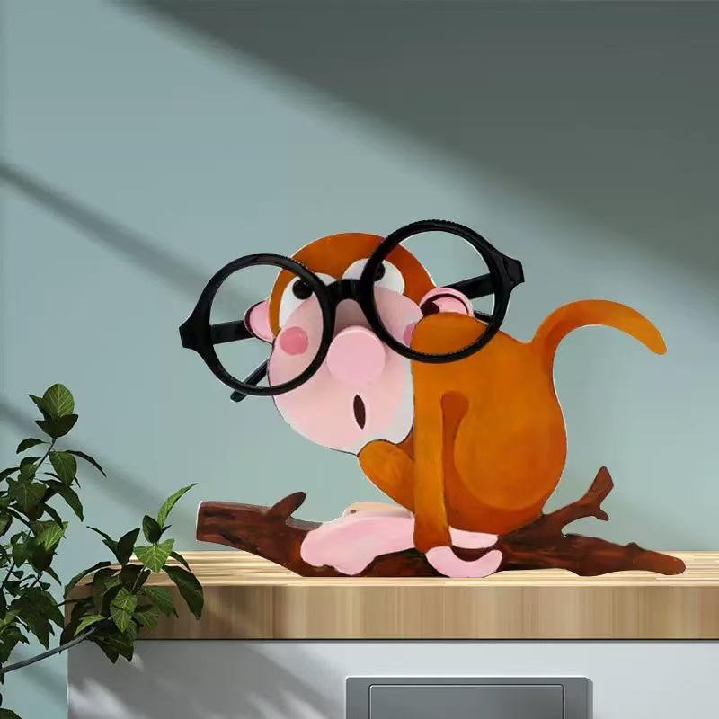 Wooden Animal Glasses Holder Display Stand for Office or Living Room Decor