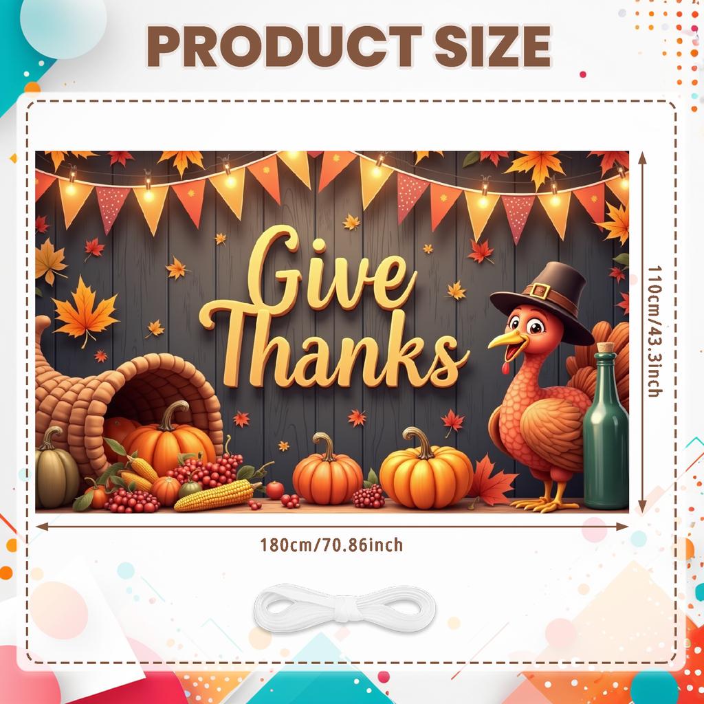Seasonal Banner Autumn Leaves Fall Decoration Autumn Decor Animated Turkey Thanksgiving Banner For Holiday Decoration Indoor
