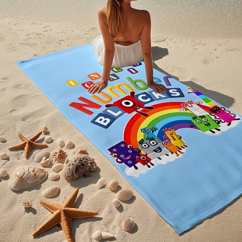 Number-Blocks Abenteuer Strandtuch, Superweiche Mikrofaser, Geschenk für Sie/Ihn, Geburtstag, für Pool, Strand, Reisen, Heimdeko Fan-Geschenke