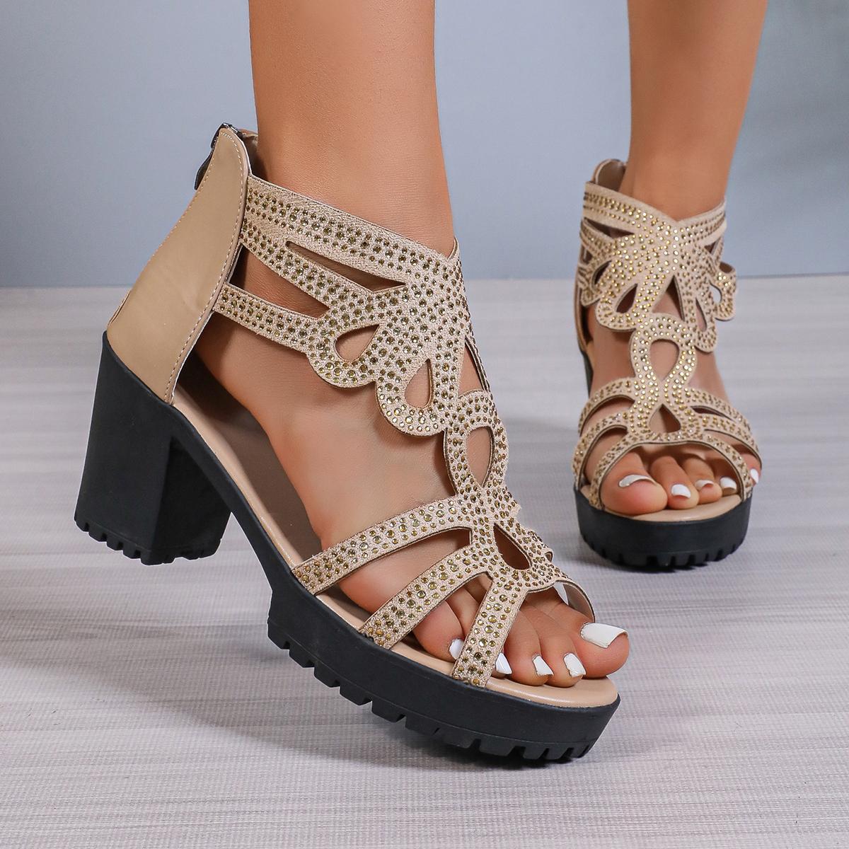 Женские босоножки с открытым носком на высоком каблуке — фото 3