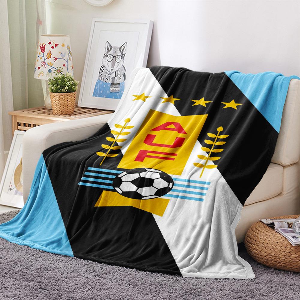 1Pc AUF Logo Uruguay Print Flannel Blanket High Quality Warm Comfortable Cover for All Seasons Perfect for Gifts Home Decor