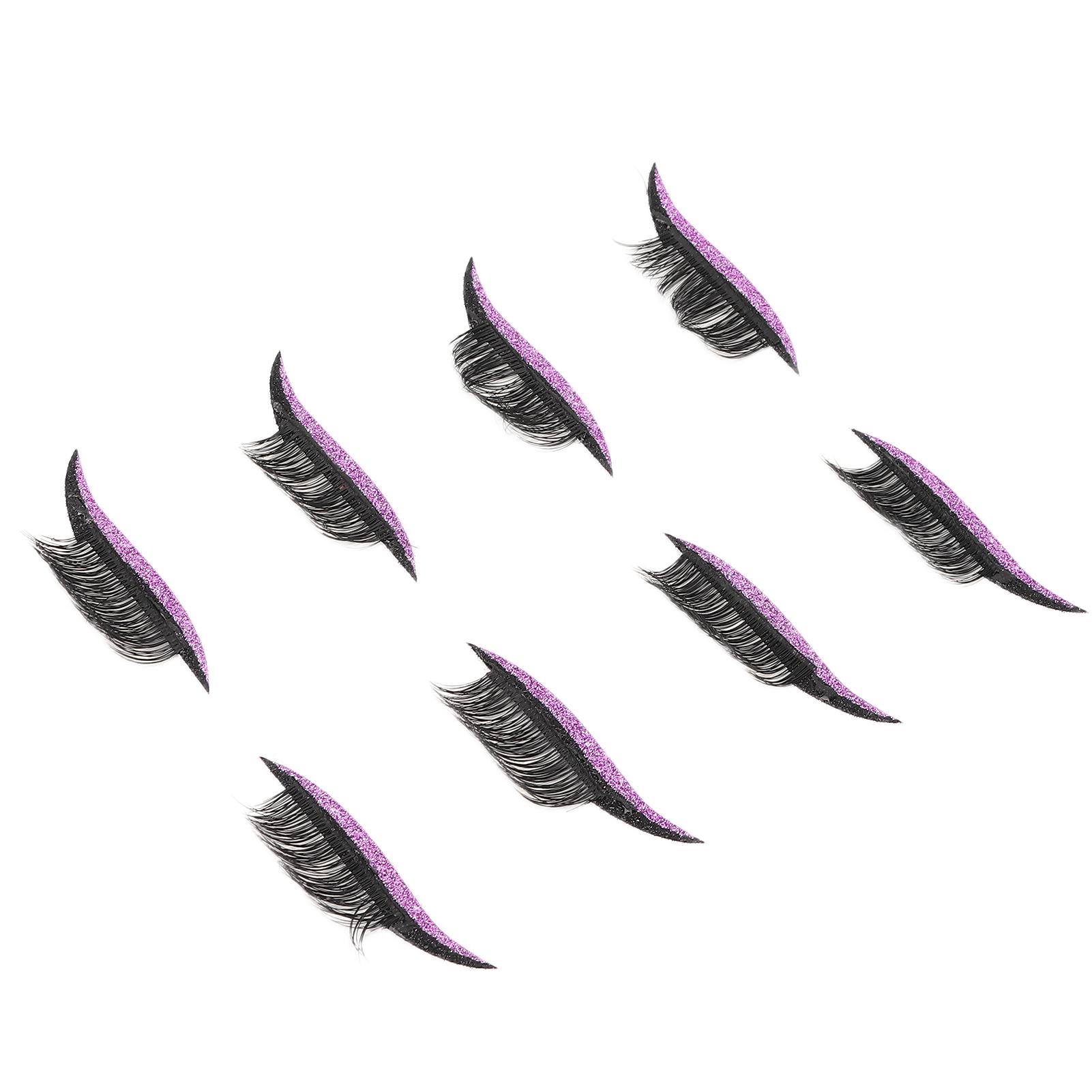 

8Pcs False Eyelashes Sticker Strong Stickiness Thick Eyelashes Easily Use Reusable Eyeliner Sticker for Festivals фиолетовый