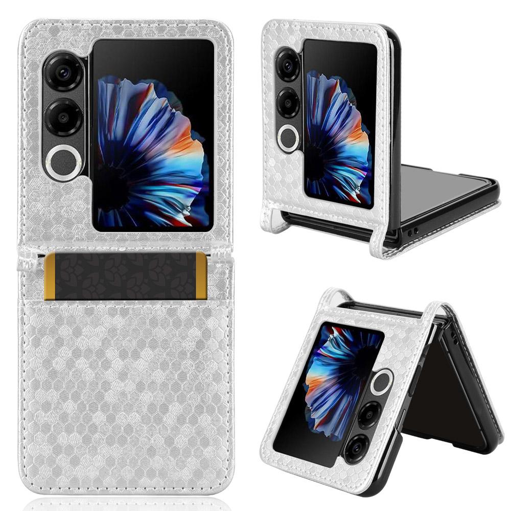 

For ZTE nubia Flip2 5G A404ZT Case with Card Slot Dot Pattern Imprint PC + PU Leather Phone Cover E