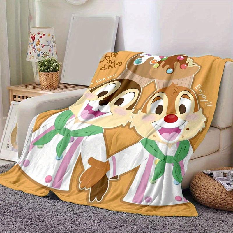 1pc, Chip & Dale Stuffed Animal Cute Cartoon Character Decorative Throw Blanket for Home, Living Room, Bedroom, Travel, Camping, Car, Beach,
