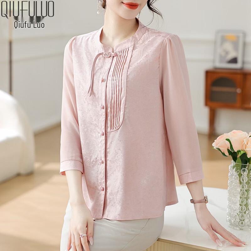 Elderly Women s Chinese Style Floral Print Loose T-Shirt 5XL