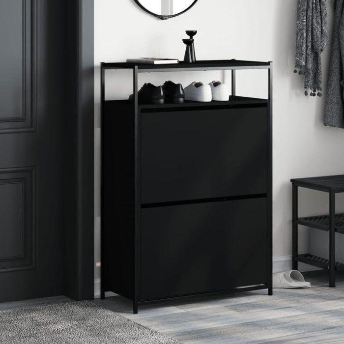 VidaXL Shoe Cabinet Black 75x34x112 Cm Engineered Wood 840034