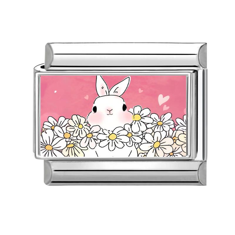 Lovely Cartoon Dogs Cats Rabbit Rose Flower Italian Charm Links Fit 9mm Stainless Steel Bracelet Women Men DIY Making Jewelry