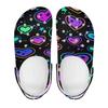 White EVA Clogs with Candy Heart Print, Lightweight Slip On Garden Shoes, Breathable Beach Sandals, Indoor Outdoor Slippers for Men Women