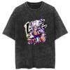 Jujutsu Kaisen Maki Zenin Graffiti-Stil Schriftzug Vintage Wash Print T-Shirt Herren 2026 Sommer Schwarz Übergroßes Tee Anime