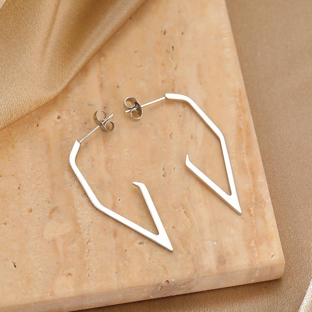 Stainless Steel Earrings Geometric Irregular Personality Design Korean Fashion Stud Earrings For Women Zircon Banquet Gifts New