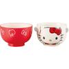 Sanrio "Hello Kitty" Large Dinnerware Set (Soup Bowl and Rice Bowl), Approx. 11 X 7cm Diameter, Red, Kitty Merchandise, Birthday Gift, SAN4642-1