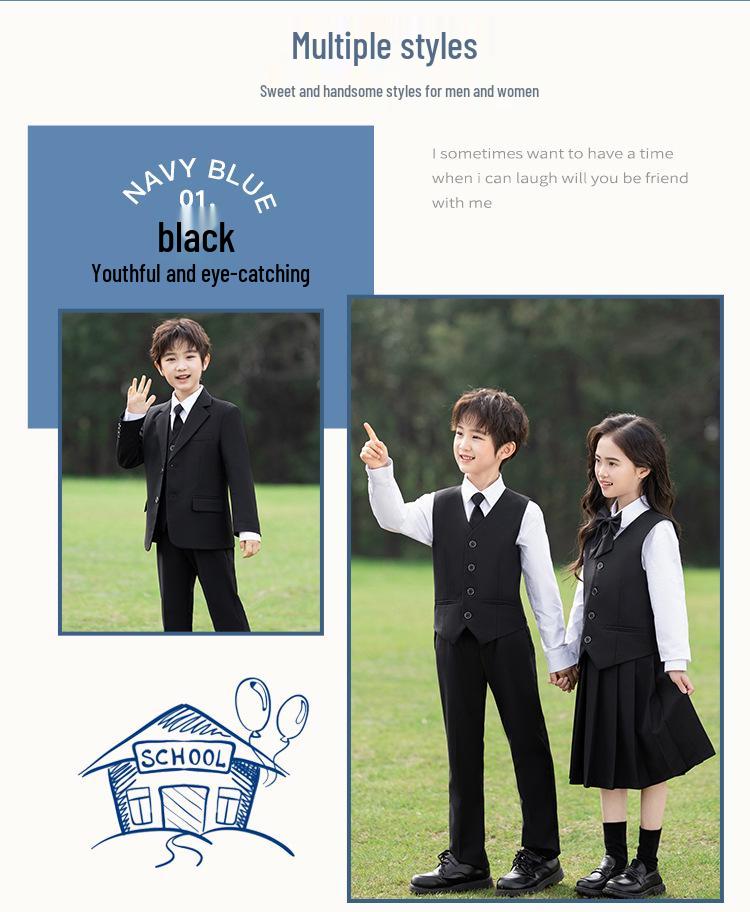 Academy Style School Uniform Set for Boys and Girls - Black Suit Graduation Attire