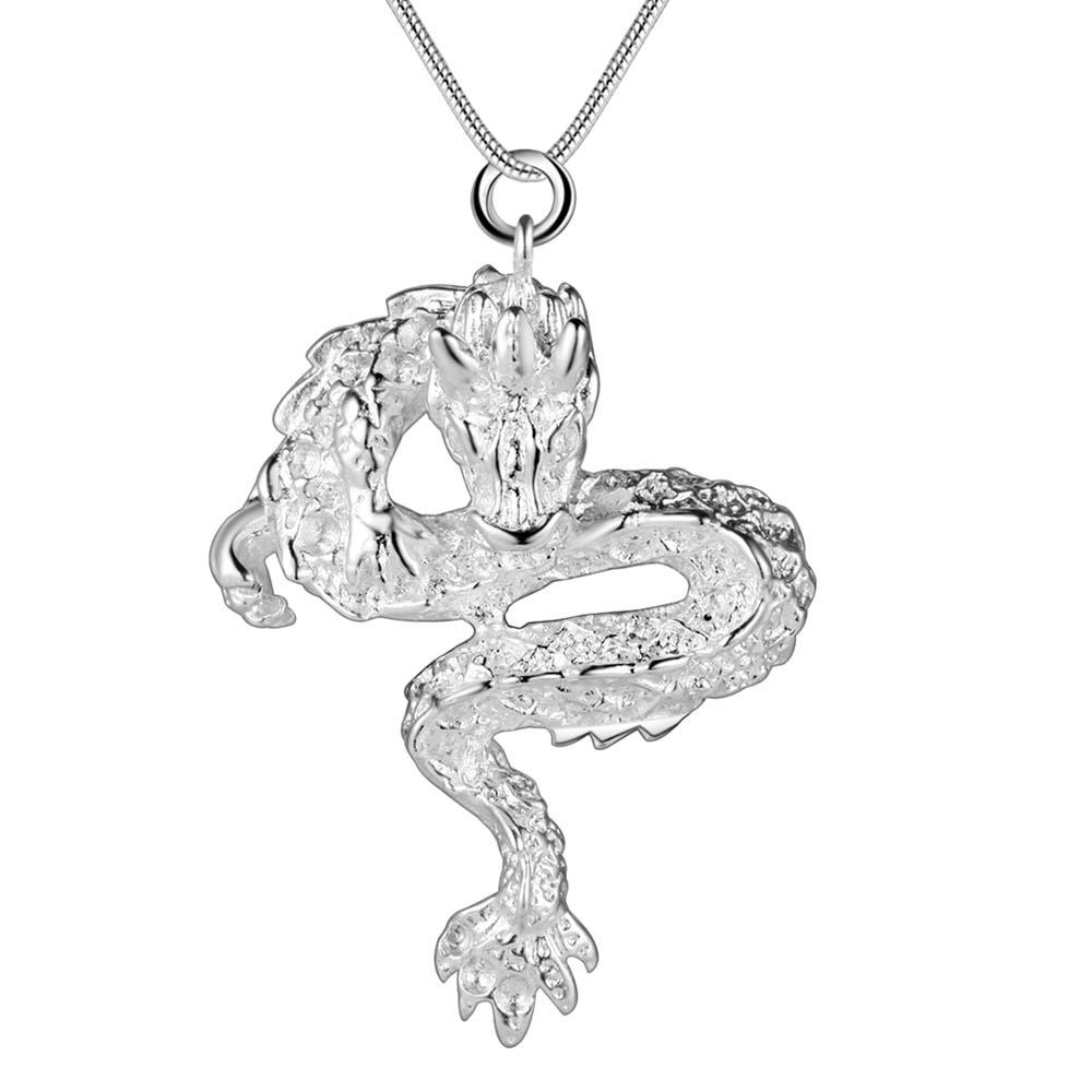 New 925 Sterling Silver Necklace Pendant Dragon For Women Man Fashion Jewelry Party Wedding Accessories Gifts