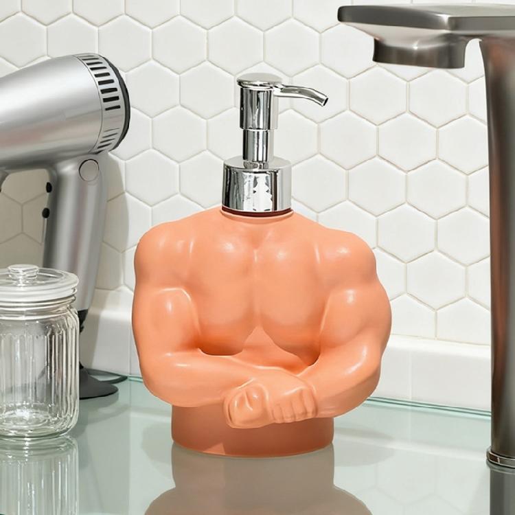 Wide Mouth Soap Dispenser Liquid Soap Container Muscular Man Design Press Pump Holder for Lotion Shampoo Body Wash