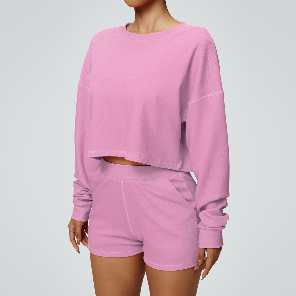 New Casual Round Neck Sweatshirt, Sports Running Short, Loose And Fashionable Long Sleeved T-Shirt, Fitness Top For Women