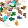 30 Pcs Gemstone Cross Beads Small Cross Crystal Stone Beads Turquoise Cross Beads Small Cross Crucifix Charms for Easter Holiday Bracelet Necklace