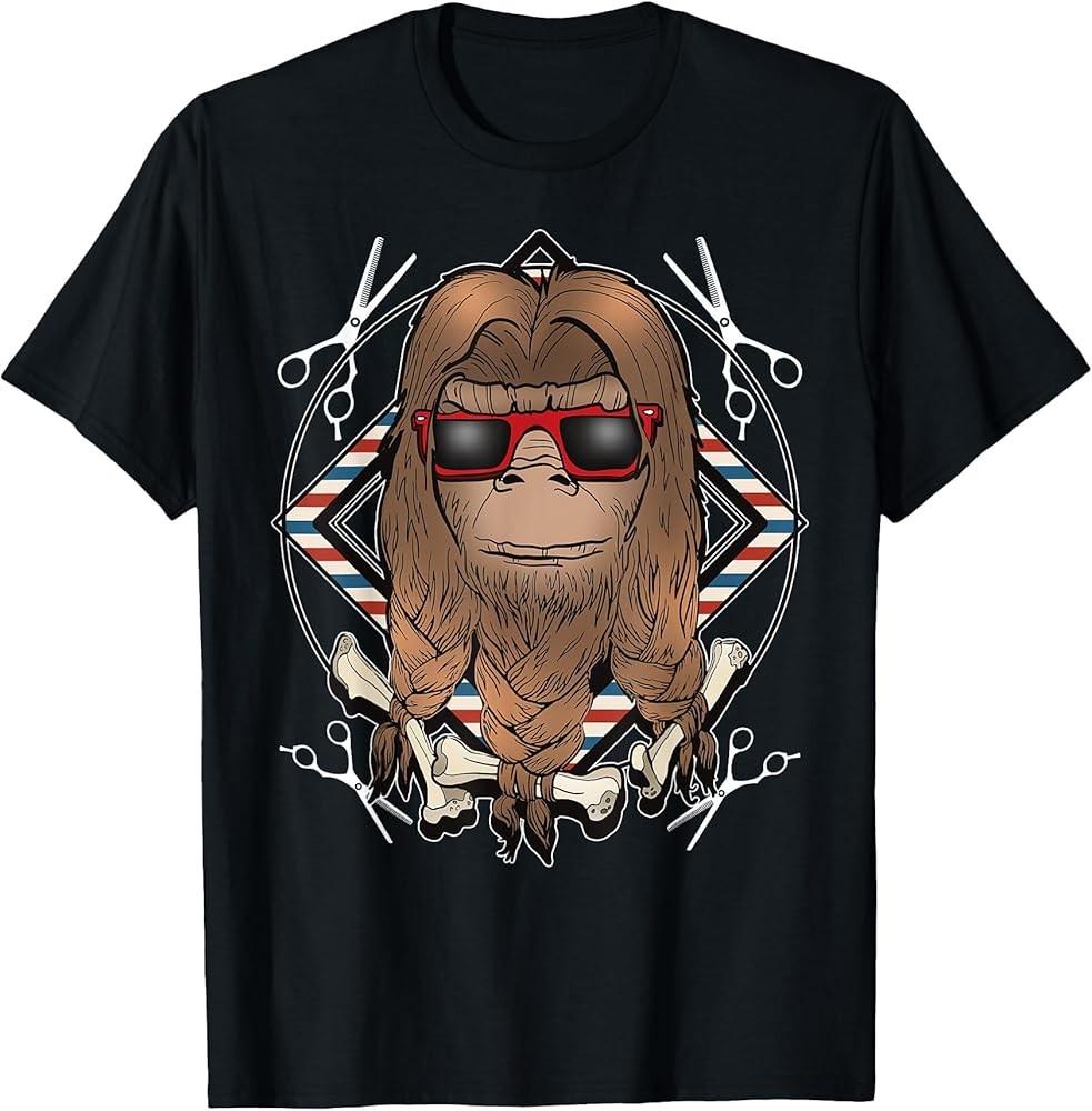 Bigfoot Hair Tied With Bones Funny Hairdresser Gift TShirt Unisex T-Shirt XXXL