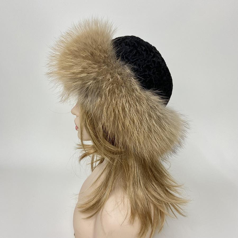 Fluffy Winter Fur Hats Women Warm Furry Outdoor Real Fur Fedora Caps Thick Bucket Snow Dome Hat