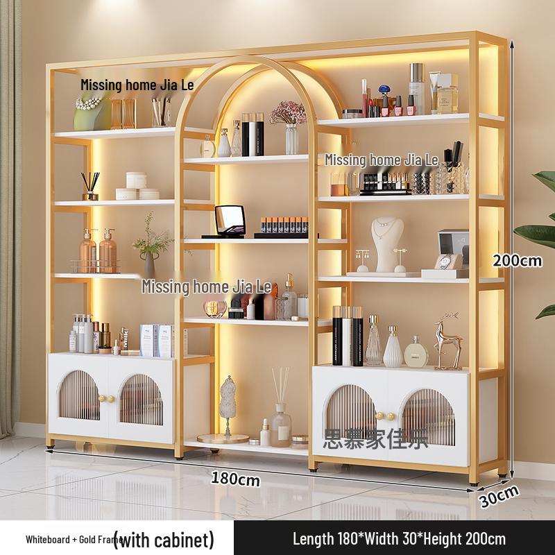 Illuminated Multi-Layer Cosmetic Display Shelf for Salons and Barbershops