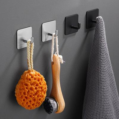 6Pcs Wall Storage Hooks Strong Load-bearing Punch Free Simple Installation Self-Adhesive Stainless Steel Hooks Set