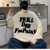 Guochao American Letter-printed Mink Fleece Sweater Men's Autumn and Winter Thickened High Street Couple Soft Waxy Knitted Sweater Top
