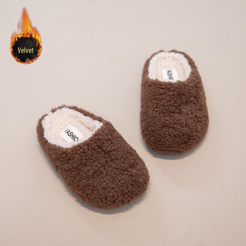 2025 A/W Girls' Retro Headwrap Cotton Fur Slippers: Cozy, Velvet-Lined Slip-ons