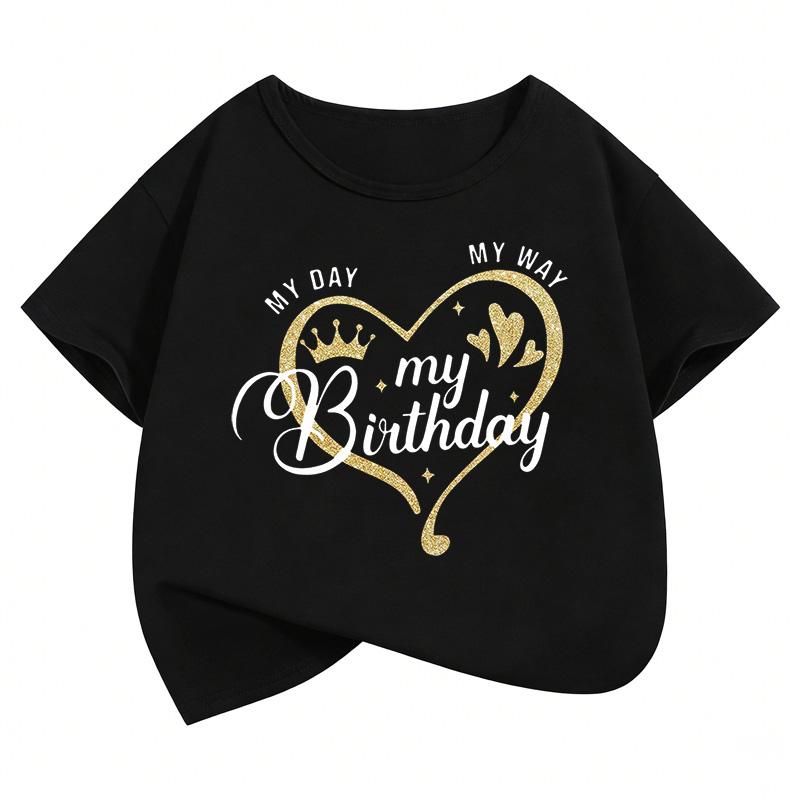 My Birthday Heart Funny T Shirts Short Sleeve Kids Childrens Tshirt Boys Girls Summer Spring Casual Top Tee Shirt