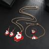 Christmas Necklace Set, Cute Santa Drip Oil Alloy Ring Earrings Bracelet Combination Set