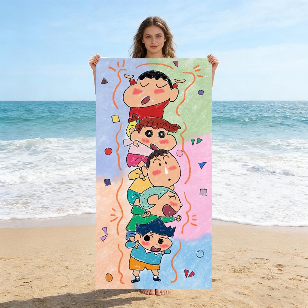 C-Crayon Shin-chan Japanese Beach Towel Quick-drying Suitable for Beach Gym Yoga Pool Summer Funny Gift for Friends And Family