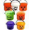 Mini Halloween Candy Bucket Spooky Ghost Pumpkin Candy Bucket Plastic Candy Bowls with Lid And Handle for Trick or Treat Halloween Party Favors