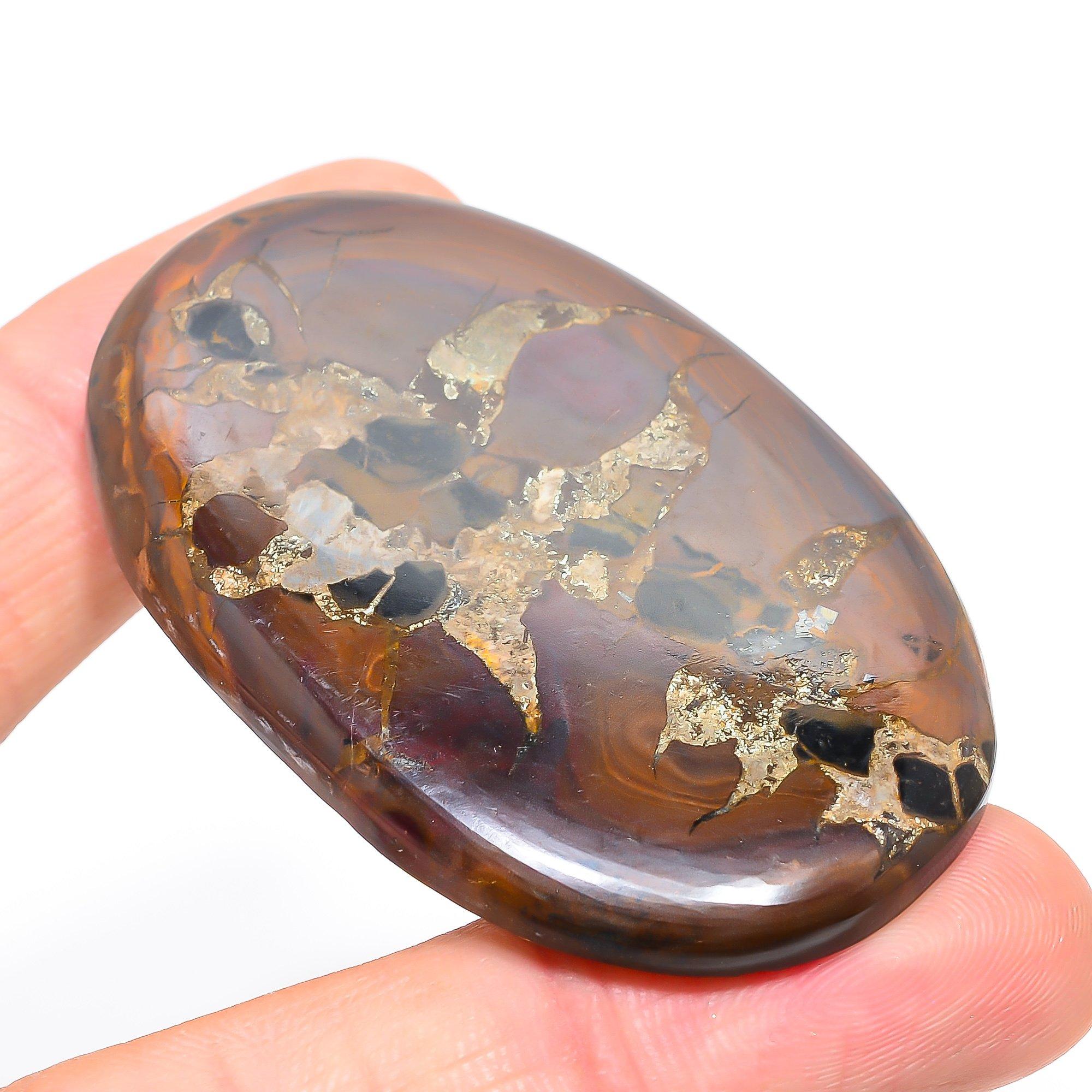 

Natural Mud Crack Fossil 3.9x6.1cm Cabochon Fine Gemstone 120.8Cts. A4h40 коричневый