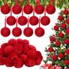 12Pcs Solid Color Fluffy Ball Hanging Ornament Furry Pom Poms Hanging Pendant  Christmas Ornament