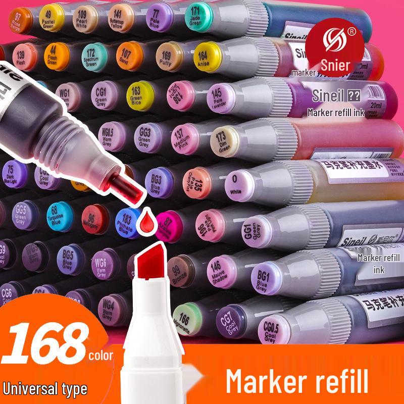 SNIL Marker Refill: Alcohol-Based Ink, Touch Refill, 80 & 168 Color Options.