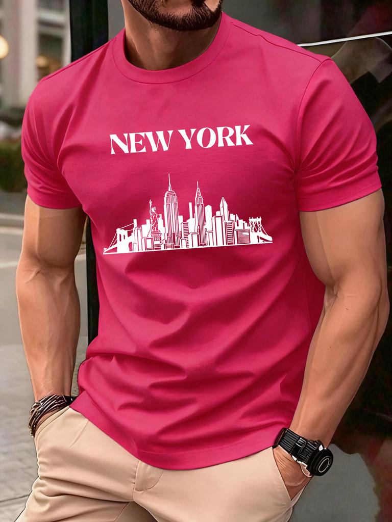 New York City Silhouette Men T Shirts Casual Hip Hop Tops Multicolor Cotton TShirt Summer Loose Male Crewneck Short Sleeve