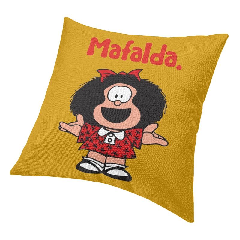 Happy Mafalda Square Pillow Cover Decoration Argentina Manga Quino Comic Cushion Cover Throw Pillow Sofa Double-Sided Printing