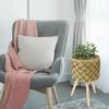 Woven Plant Stand With Legs Elevated Plant Stand With Plant Basket Wooden Round Table Handmade Plant Pot Holder For Flower Pots