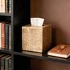 Xiaobudian Quadratische Taschentuchbox, Distressed Eisenkunst Aufbewahrungs-Leichtluxus-Halter für Wohnzimmer Arbeitszimmer Teeraum, Rostfeste Boxabdeckung