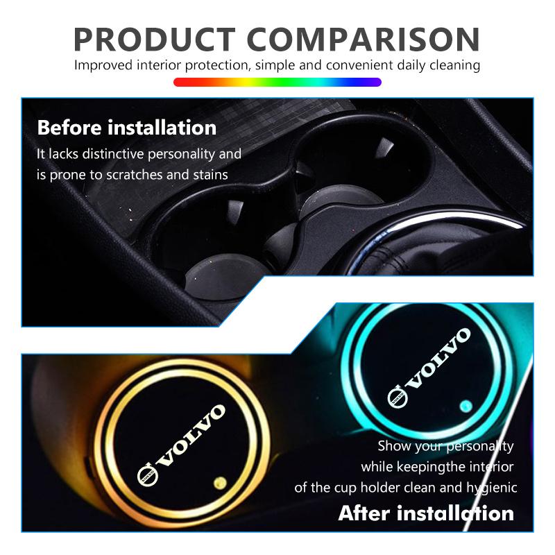 For Volvo 2pcs Suede Car Coaster Water Cup Drink Holder Anti-Slip Pad XC90 V90 V60 XC60 S80 S60 S90 C40 XC40 V70 XC70