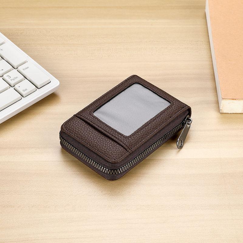 Accordion Card Holder Waterproof Zippered Business Card Organizer Portable Mini Wallet for Office Business Trips