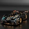 Limited Edition Super Sports Car Model Kit - Stylish Black and Golden, Mechanical Assembly, High-Quality ABS Plastic, Stackable Vehicle Set